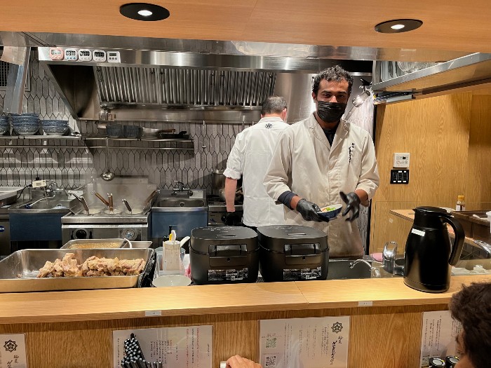 In the kitchen...
