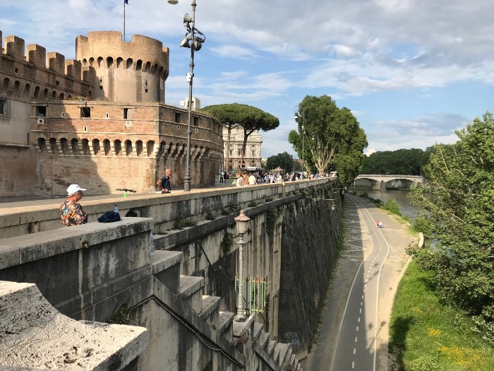 Castle steps and path along the river