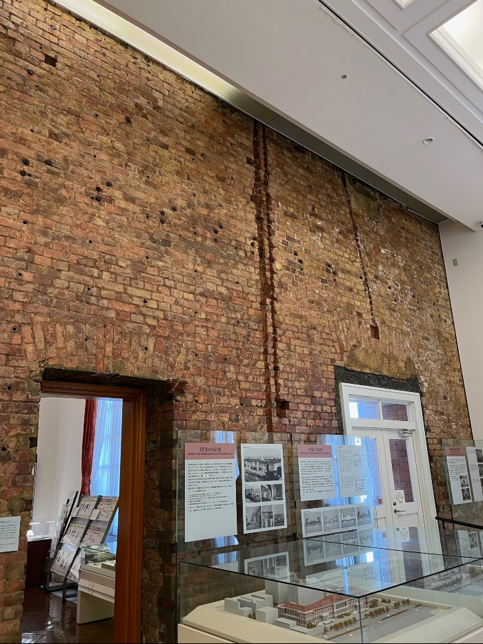 One of the original brick walls that survived the earthquake